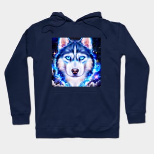 Neon Husky Dog Hoodie